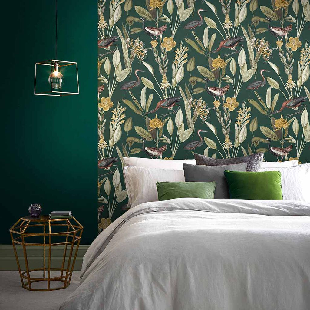 Buy Dark Green Matte Abstract Wallpaper With Gold Line Art Pattern Online  in India  Etsy